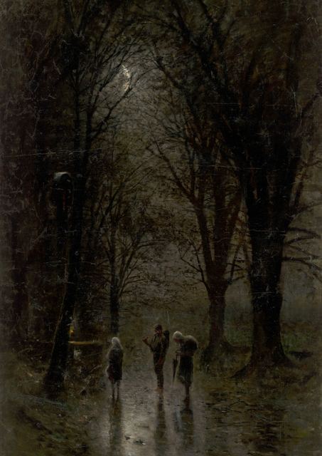 Night Travellers at a Cross by László Mednyánszky