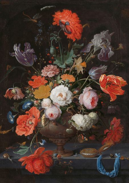 Still Life with Flowers and a Watch by Abraham Mignon