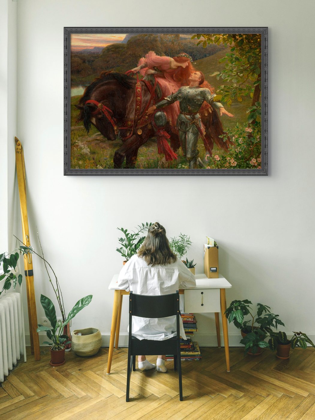 La Belle Dame sans Merci by Frank Dicksee as a framed print in a study