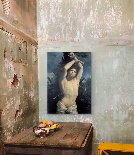 Saint Sebastian by Guido Reni as a framed print in a dining room