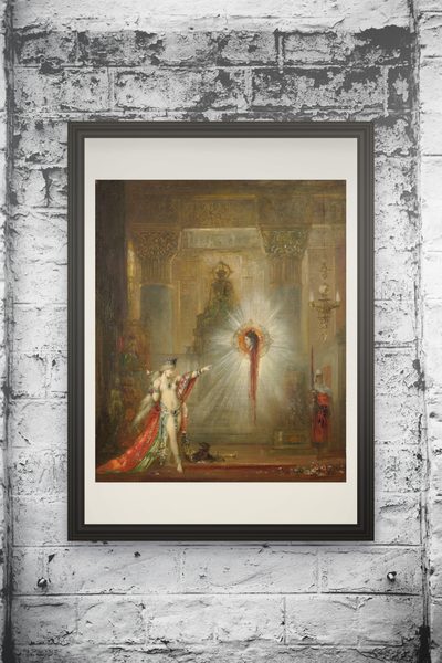 The Apparition by Gustave Moreau as a framed print in a hallway
