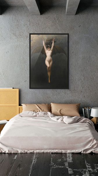 The Bat Woman by Albert Joseph Penot as a framed print in a bedroom