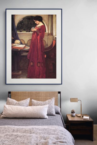 The Crystal Ball by John William Waterhouse as a framed print in a bedroom